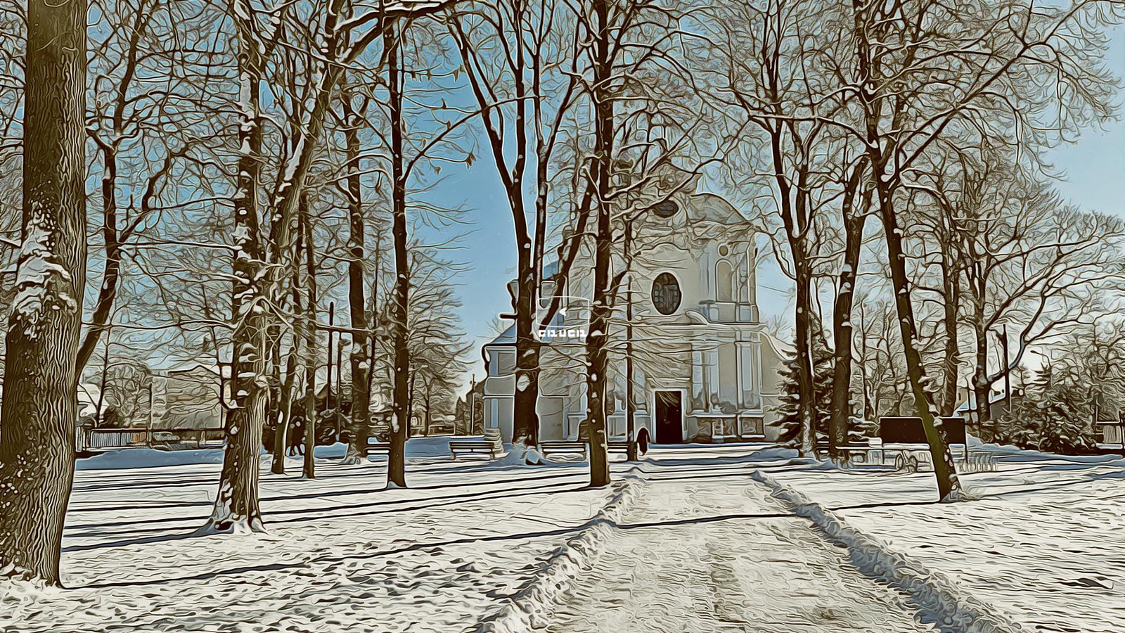 Церковь Святого Вита в зимнее время в ясную погоду